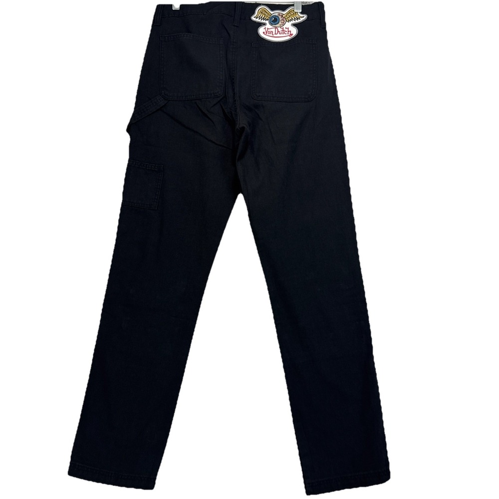Von Dutch Jeans Mens Sz 30x32 Double Knee Patch Graphic Black Denim -NEW w/ Tag - Picture 10 of 13